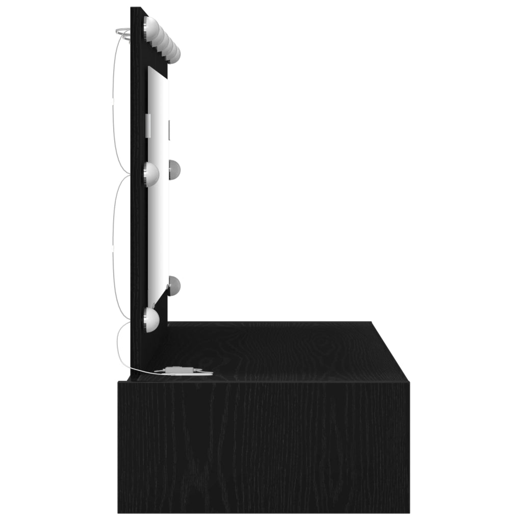 Tavolo da trucco montato a muro con luci LED in quercia nera