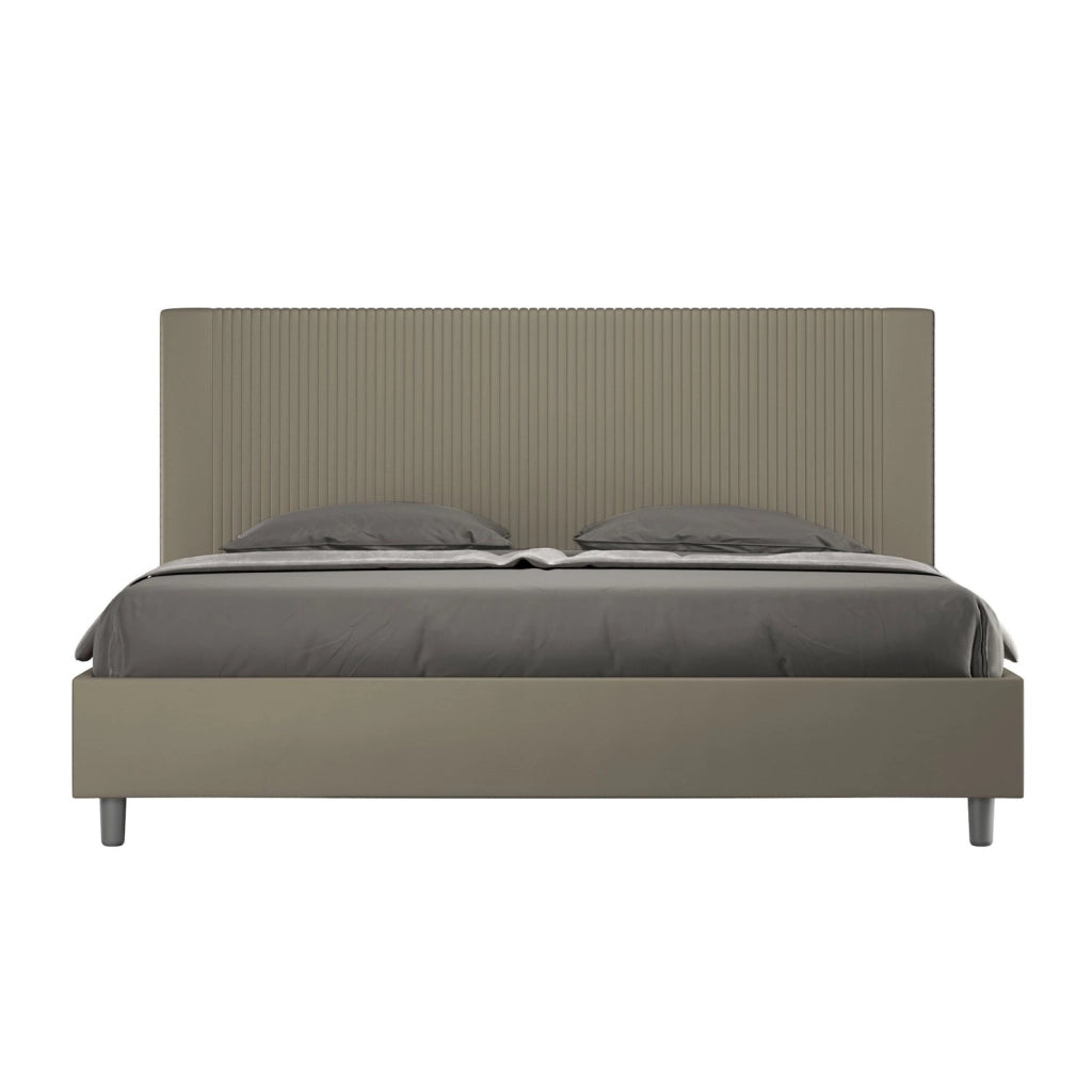 ityhome Letto matrimoniale king size contenitore imbottito 190x210 similpelle cappuccino Goya