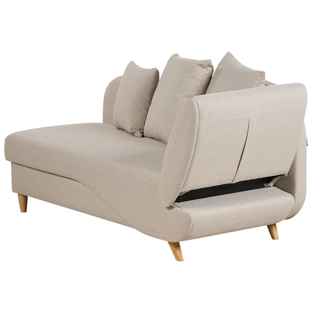 Chaise Longue in tessuto beige lato destro con contenitore stile moderno glamour salotto camera da letto