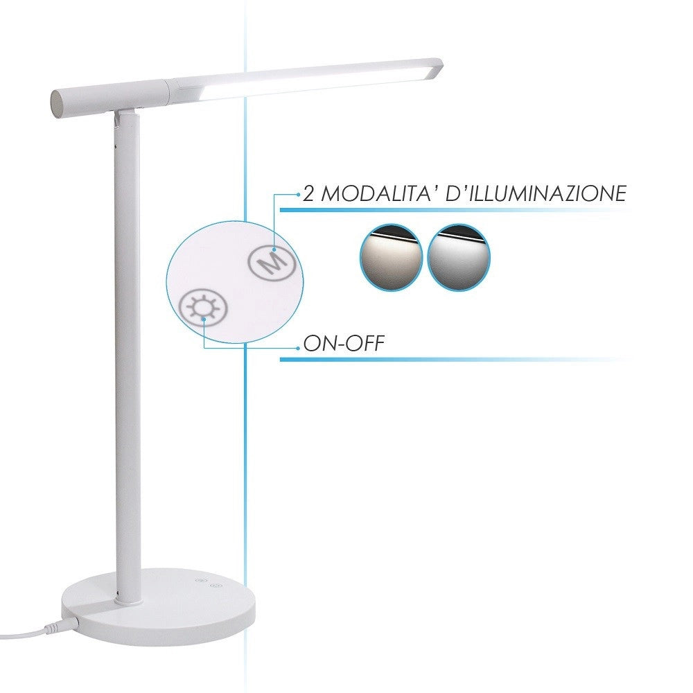 Trade Shop - Lampada Led Ricaricabile Tavolo Scrivania Illuminazione Multidirezionale Dt-2684 -
