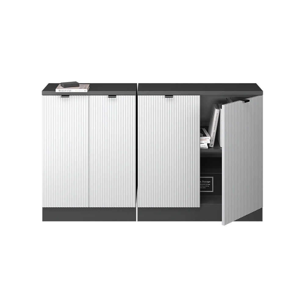 Set di mobili sottotetto Rion Ondulazione bianca/Antracite 140 cm Set di 2 carcasse armadio profondità 60 cm Vicco