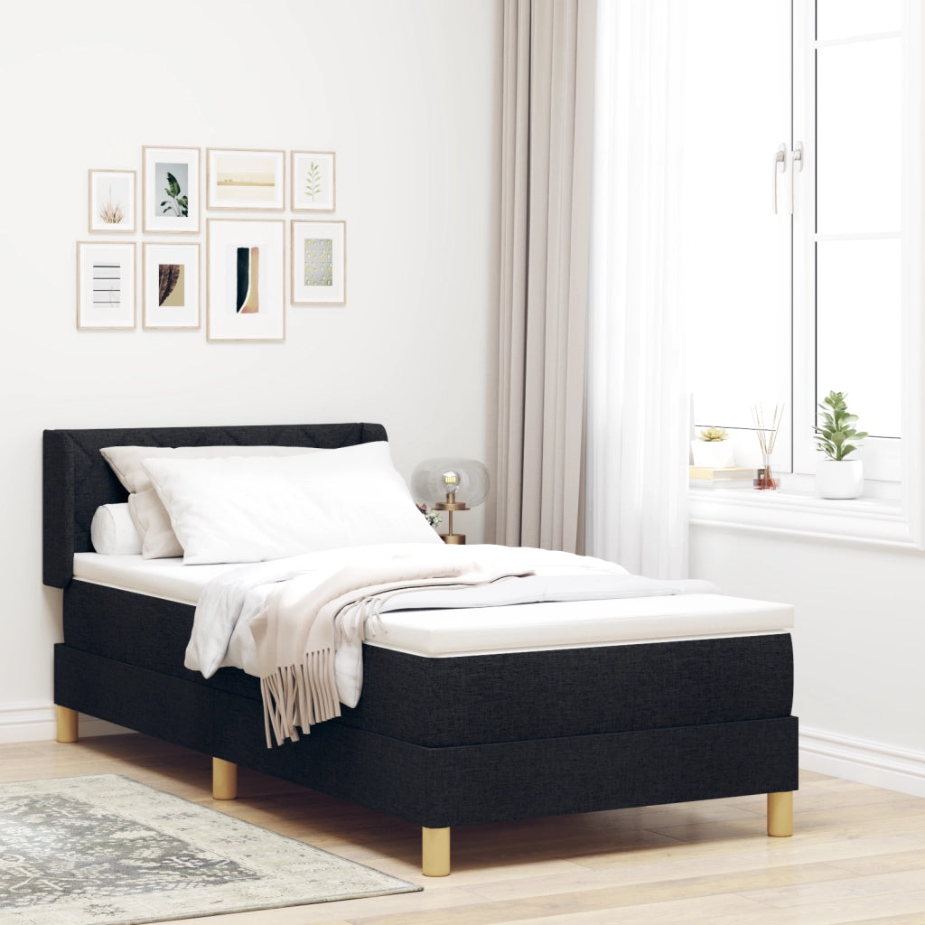 Letto Box Spring con Materasso Nero 90x200 cm