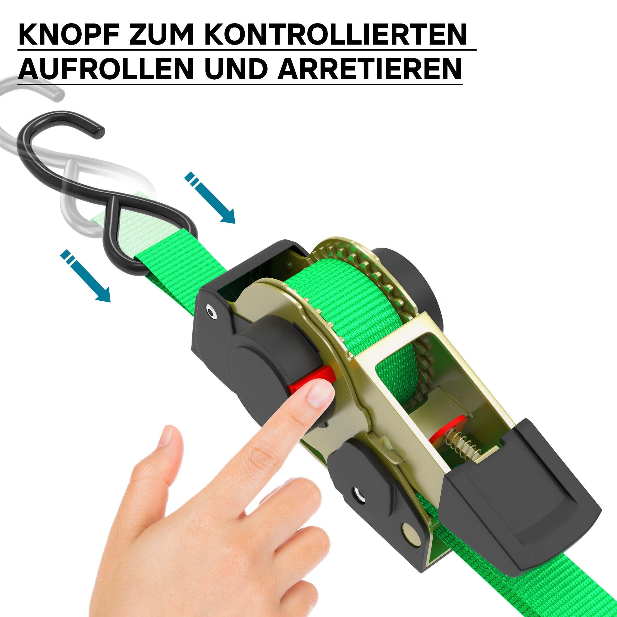 Cinghia di ancoraggio a cricchetto set 4 cinghie di fissaggio 3 m x 25mm 320 daN