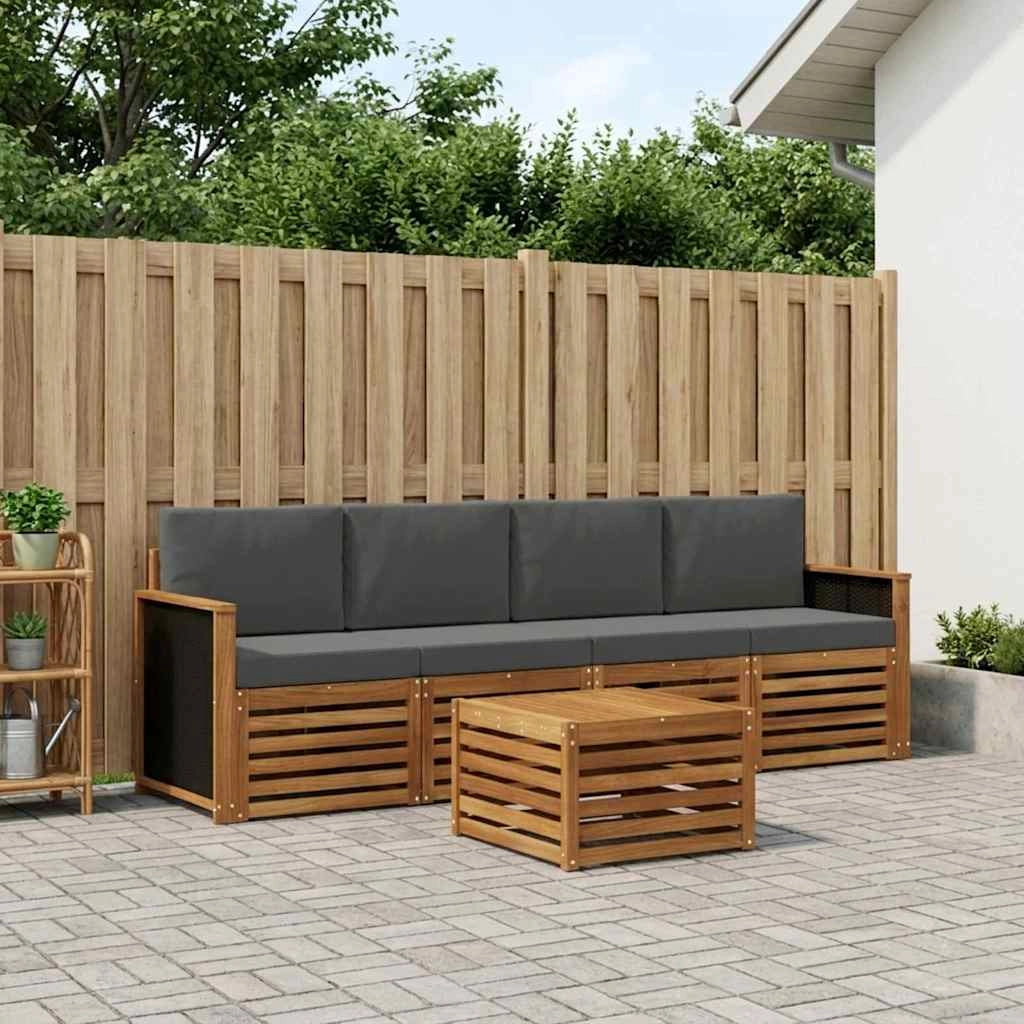Set di divani da esterno 5 pz Naturale e Antracite 3383983