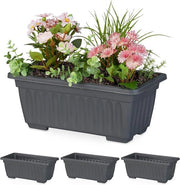 Set di 4 contenitori per balcone rettangolari per interni ed esterni Dimensioni: 14x34x185 cm - Materiale: plastica colore antracite