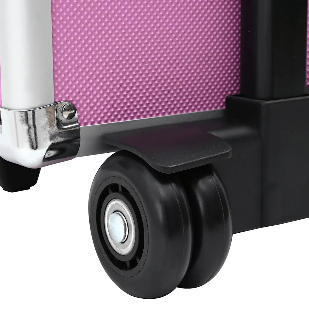 Valigia Trolley per Cosmetici Alluminio Rosa CFW1242455
