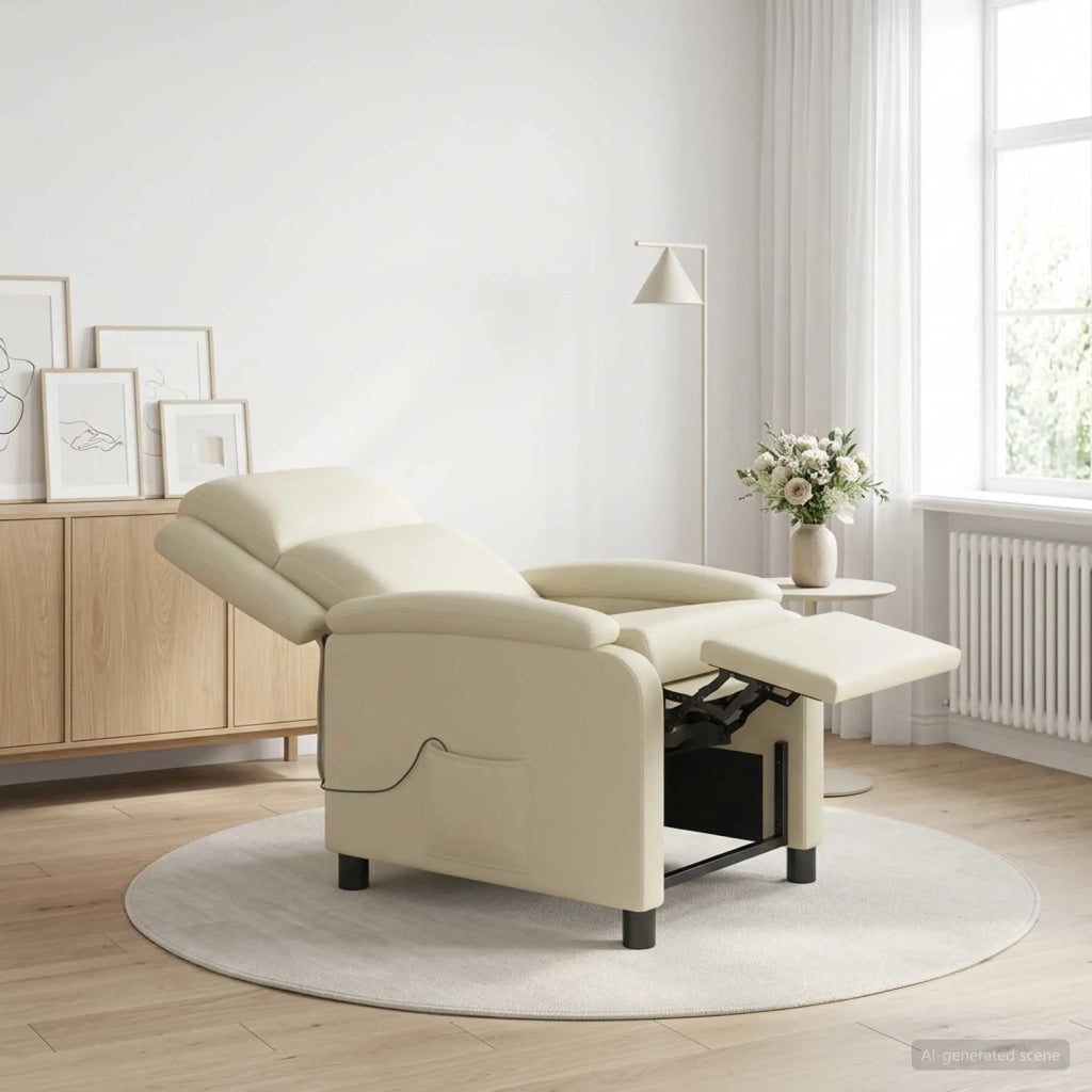 Divano Sedia-Poltrona Massaggiante Crema Similpelle 726679