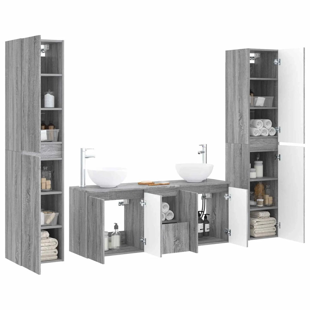 Set di mobili per il bagno 5 pz Sonoma grigio 3406029