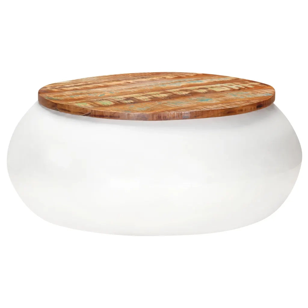 Tavolino da CaffÃ¨ Bianco 68x68x30 cm in Legno di Recupero