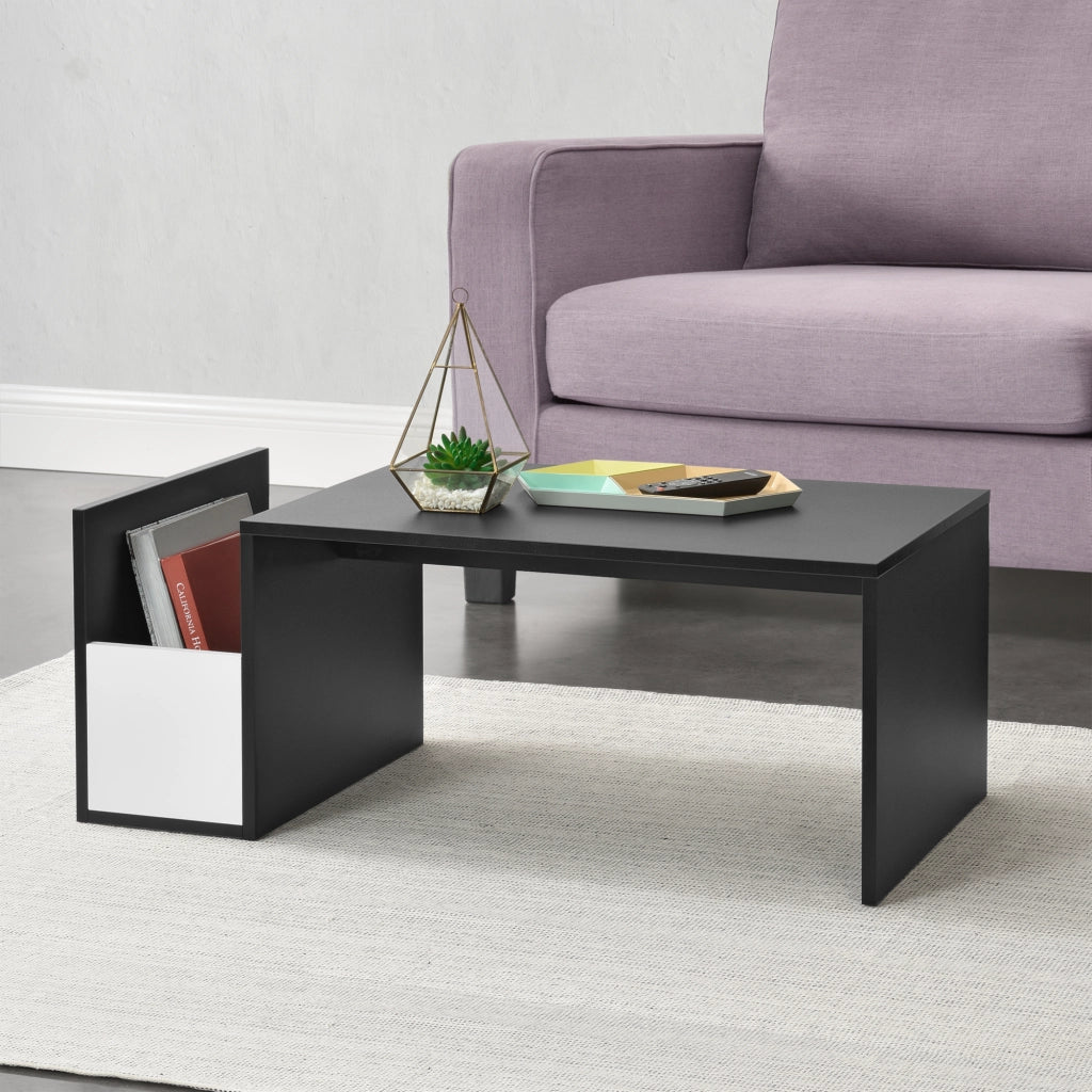 Tavolino da Salotto Bollnäs con Vano Aperto Laterale 90 x 45 x 35 cm - Nero [en.casa]