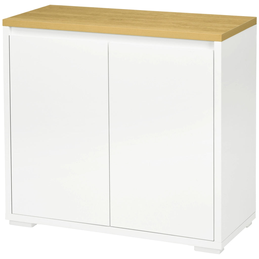 Mobile Multiuso con Armadietto a 2 Livelli in Truciolato e Ripiano regolabile, 80x37x75cm