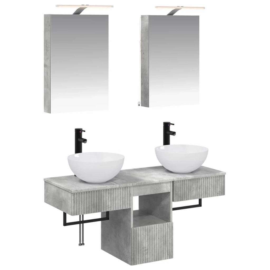 Set di Armadi da Bagno 5 pcs Grigio Cemento 40 x 10,5 x 60,5 cm 3406274