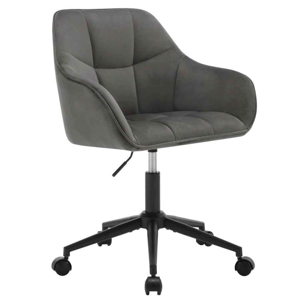 Sedia da Ufficio Ergonomica Girevole con Altezza Regolabile e Braccioli Integrati, in Velluto Grigio Scuro