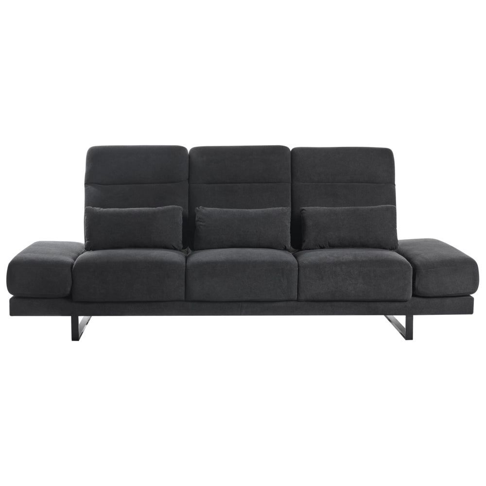 Divano moderno a 3 posti con Rivestimento in poliestere e Gambe in acciaio Nero soggiorno elegante