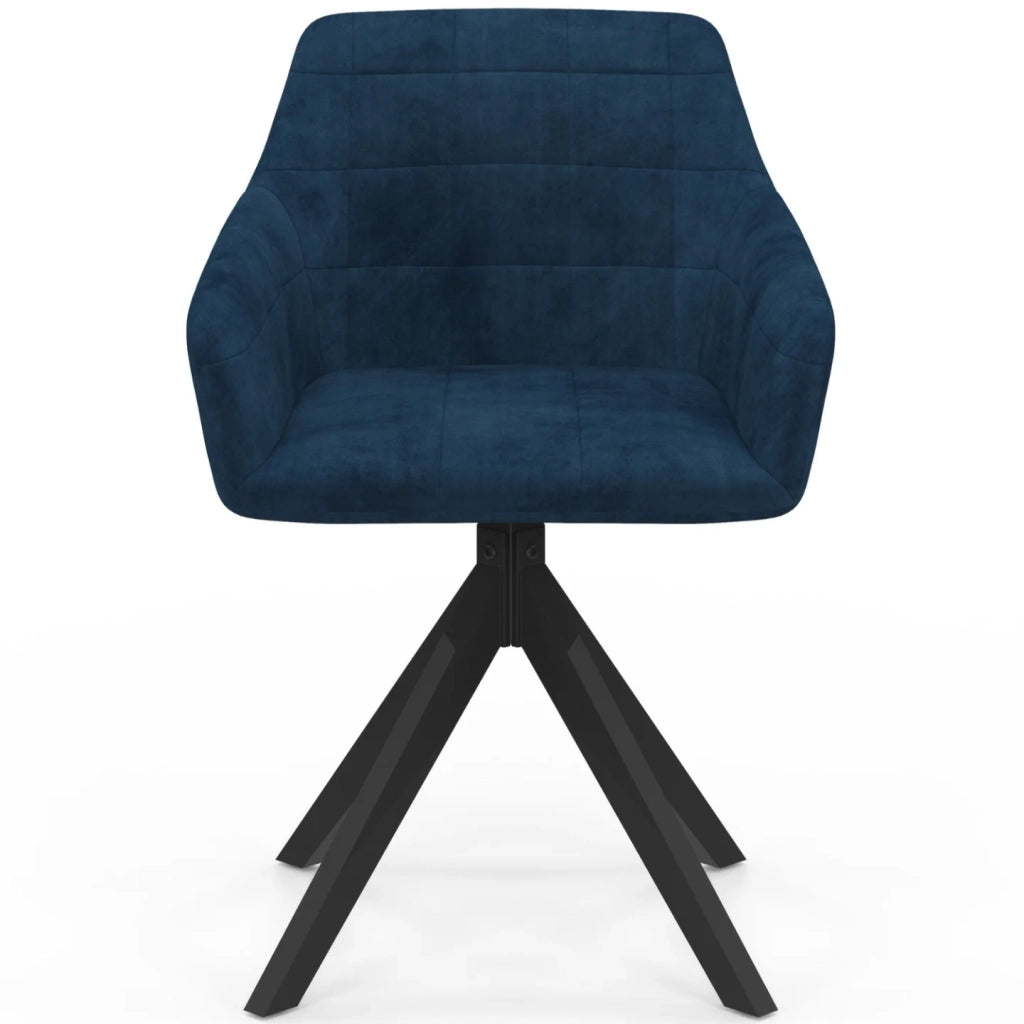 IDMarket - Set di 2 sedie da pranzo girevoli e poltrone da tavolo in velluto blu MADY