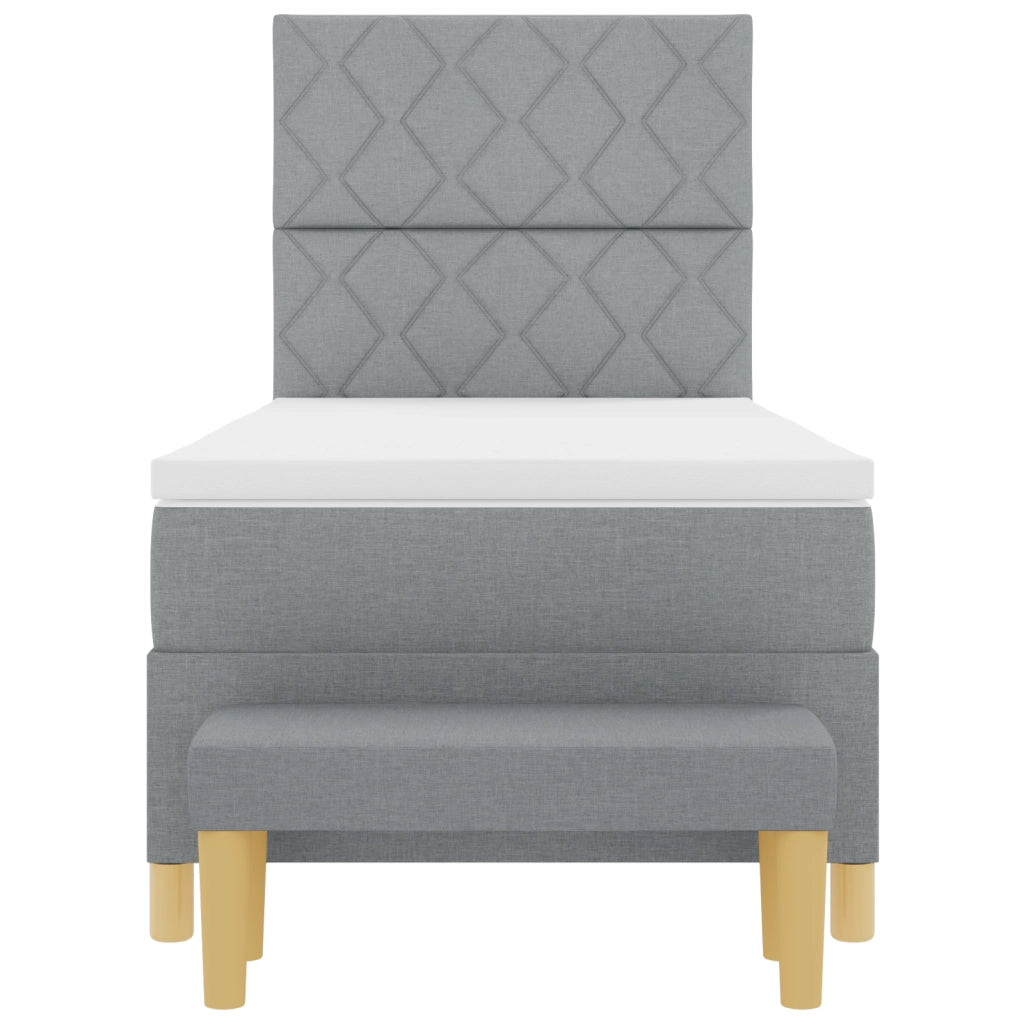 Letto con Box Spring e Materasso Grigio Chiaro 100x200 cm Tessuto