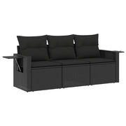 Set Divani da Giardino 3 pz | Set Salotto da Giardino con Cuscini in Polyrattan Nero
