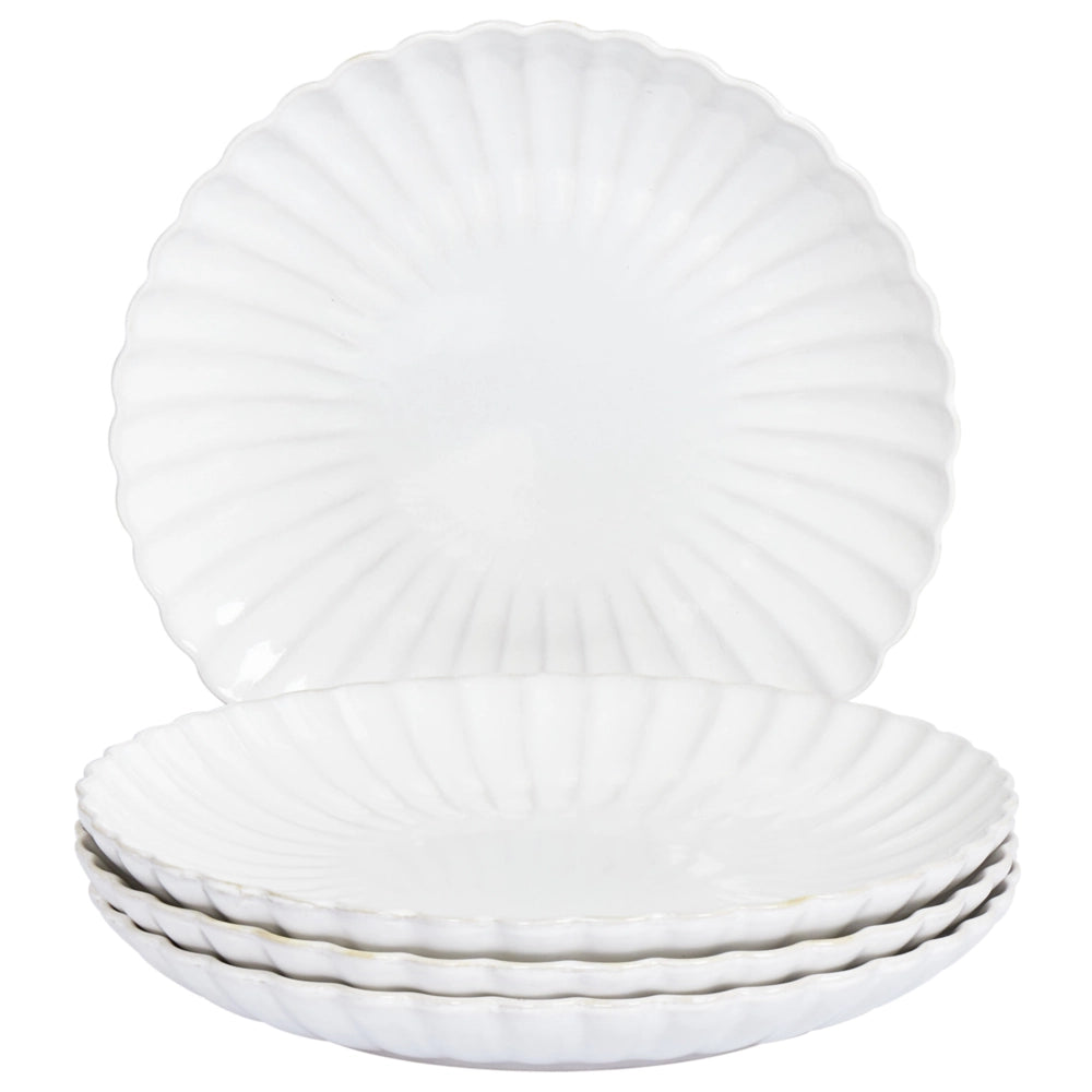 Set di 4 piatti da contorno in gres porcellanato bianco fatti a mano con smalto reattivo Perfetti per dessert cucina e sala da pranzo