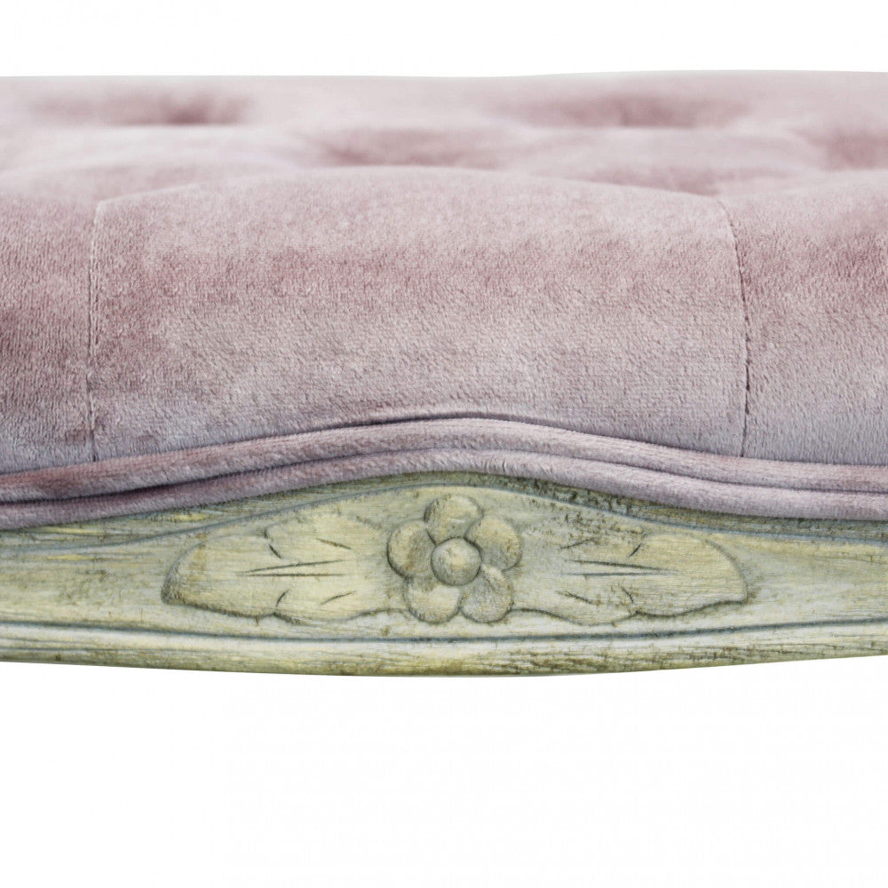 Panca Misty in Velluto Rosa 110x36x47 h cm in Legno Rosa