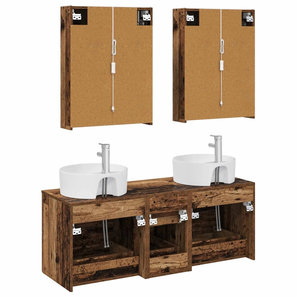 Set di mobili per il bagno 5 pcs Legno antico 3406933