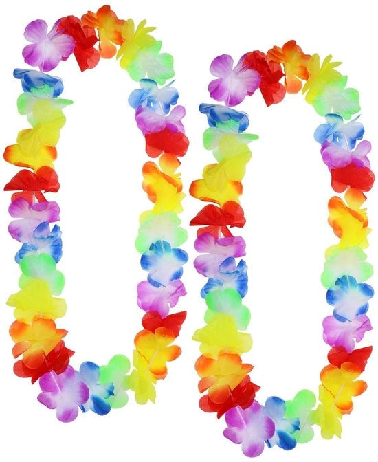 Decorazione da Festa a Catena con Fiori Tropici 2 pezzi - 30 Fiori - 105 cm - Materiale Polyester Zavorra - Ideale per Feste - Corona