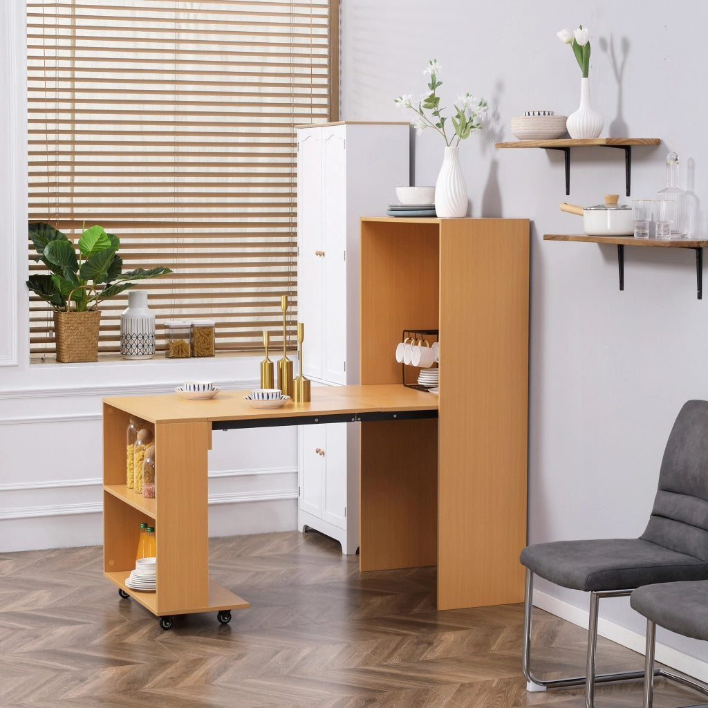 EasyComfort Tavolo Pieghevole da Pranzo max 3 Persone, in Truciolato e Acciaio, 75x144x144.5 cm, color Legno