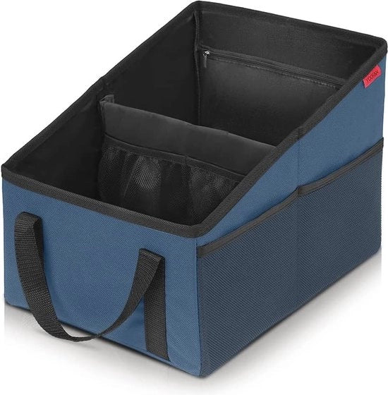 Organizzatore Auto per Bambini - Blu, con 4 Contenitori e Spazi per la Custodia del Seggiolino Auto
