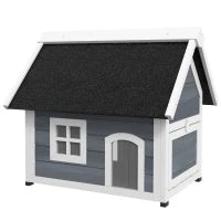 Casetta per Gatti, resistente alle intemperie, con finestra, 77x57,5x68cm (senza tetto in asfalto), Grigio/Bianco/Nero