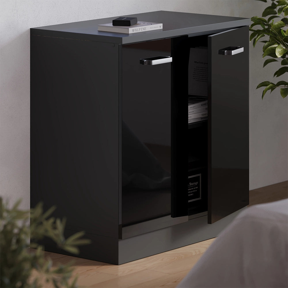 Mobile per mansarda Rion Nero lucido/Antracite 80 x 83.8 cm senza inclinazione con 2 ante Vicco