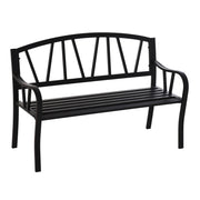 EasyComfort Panchina da Giardino in Metallo Nero Impermeabile, Panca da Esterno in Ferro 2 Posti, 128x56x86cm