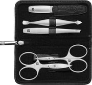 Kit per manicure - 5 pezzi con astuccio a chiusura a cerniera con forbici e lima per unghie e cuticole premium nero