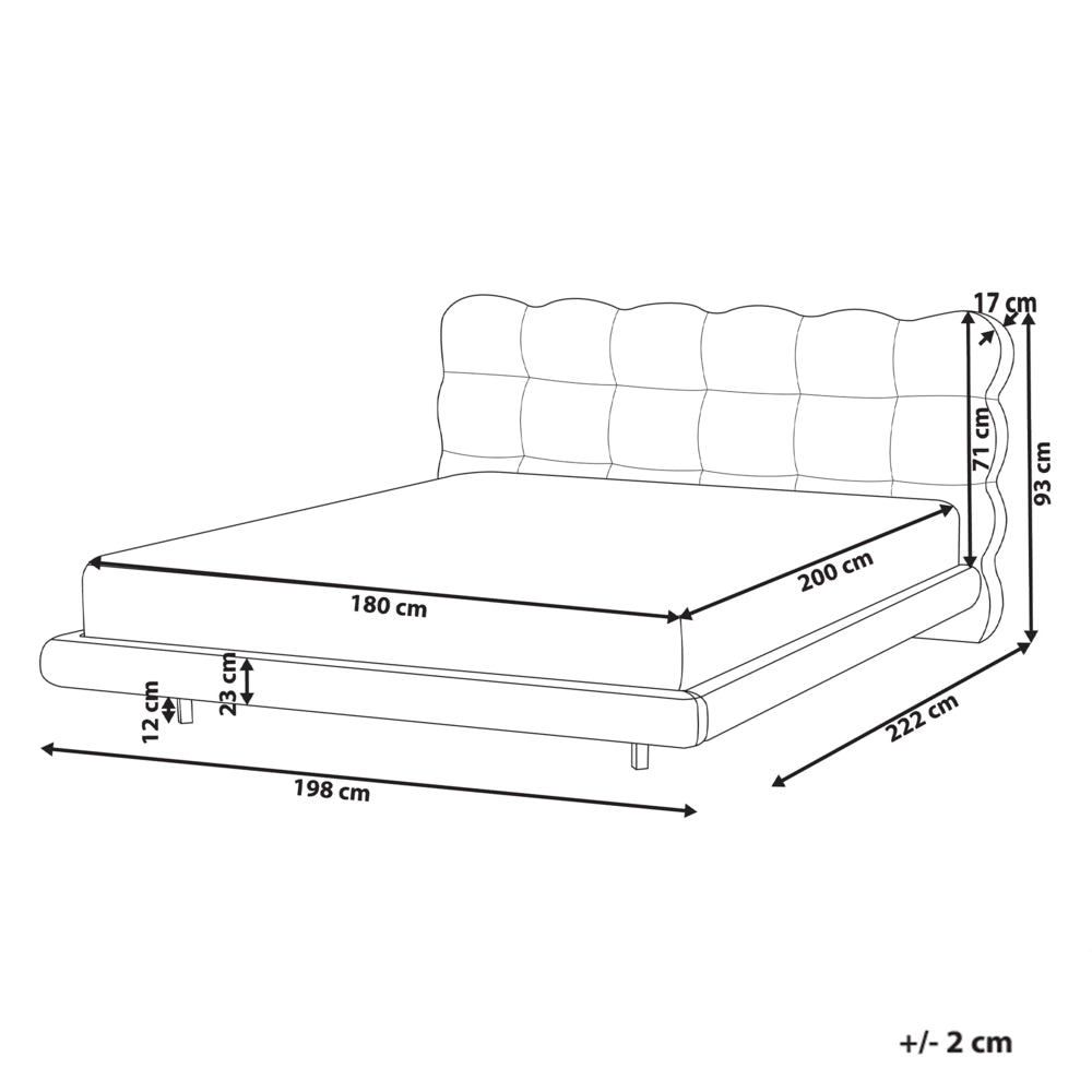 Letto matrimoniale in tessuto boucle con testata trapuntata Beige 180 x 200 cm design moderno