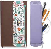 Etui da 2 pezzi, materiale PU, con cinturino elastico, tasca per scrivere con chiusura a zip per agenda, quaderno, attrezzature scolastiche, tablet