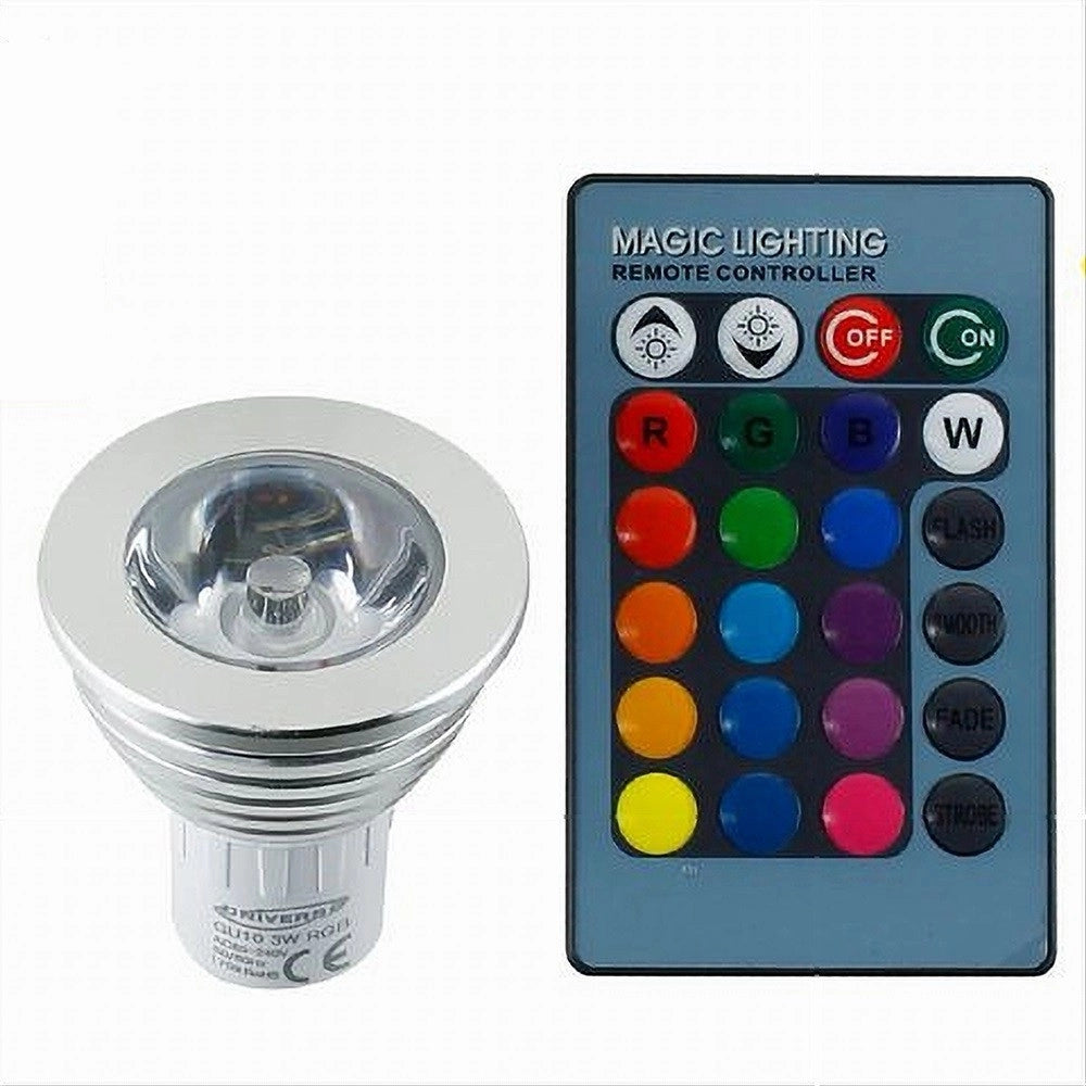 Trade Shop - Lampadina Led Gu10 3w Faretto Spotlight Rgb Con Telecomando Cromoterapia Gu10-rgb -