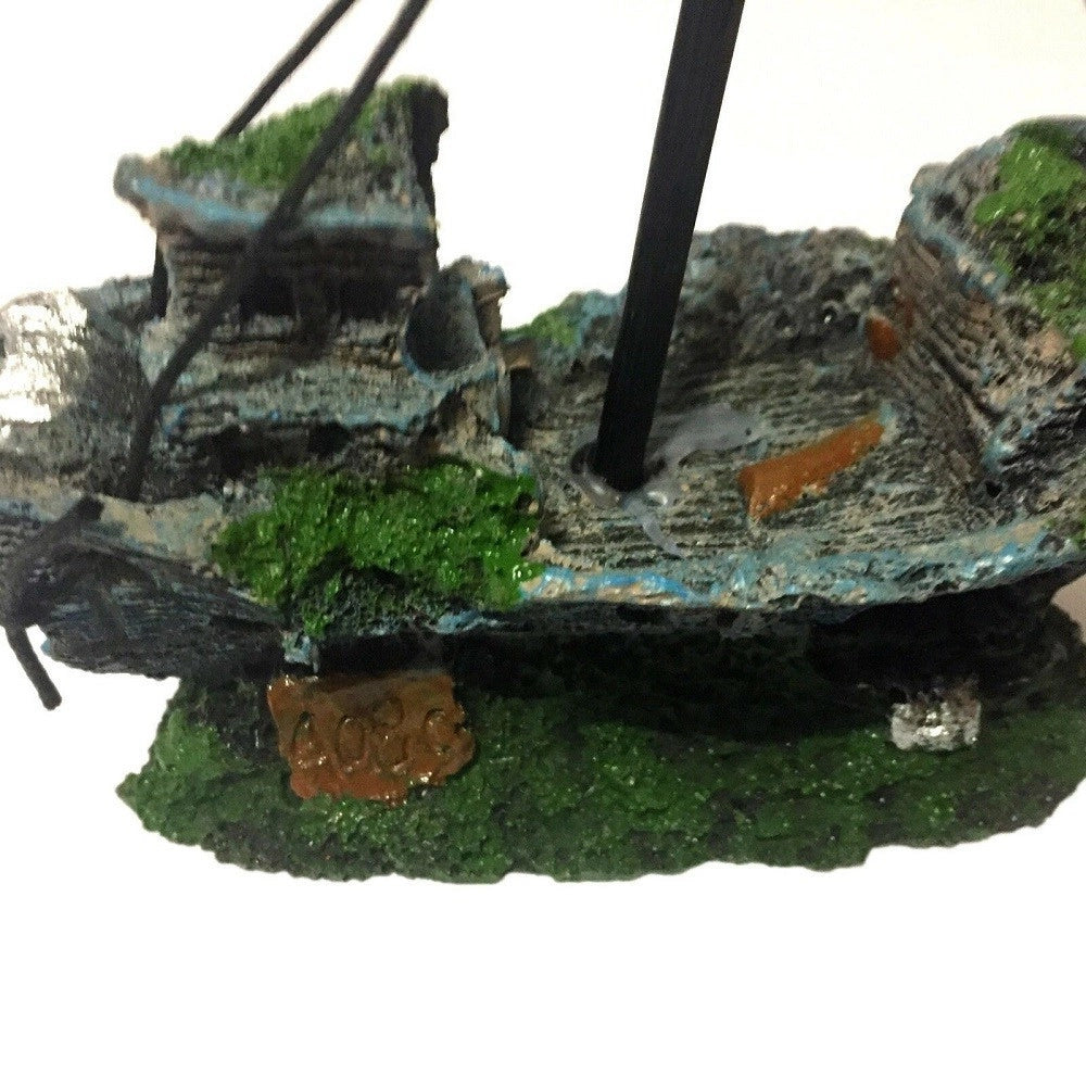 Trade Shop - Decorazione Per Acquario Relitto Nave Imbarcazione Resina Pesci Acqua Barca -