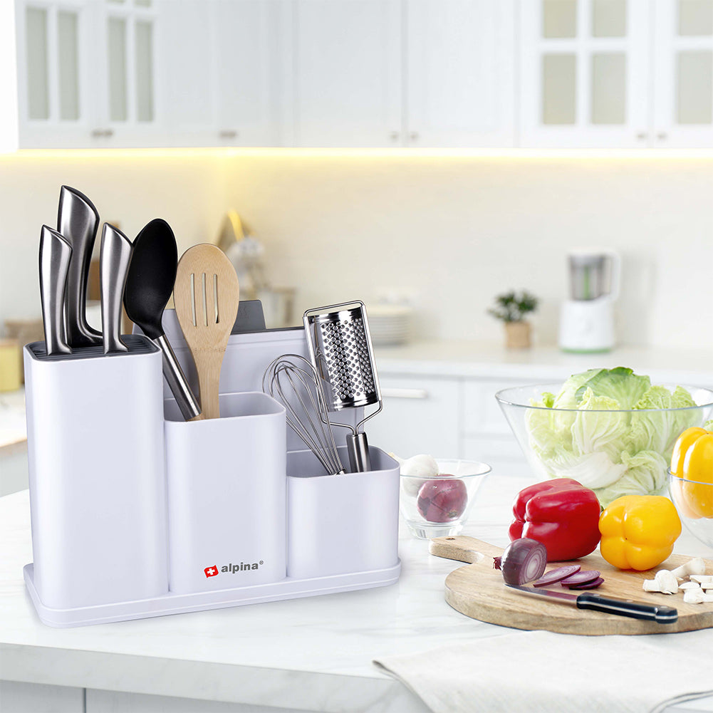 Portamensoli da Cucina 34x13x23 cm per Coltelli Posate con 2 Taglieri Alpina
