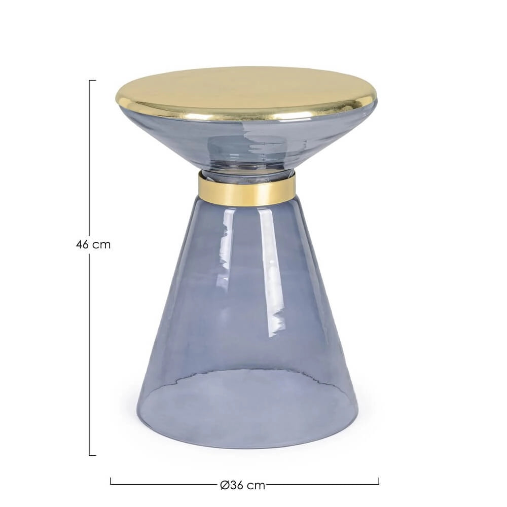 Tavolino in vetro trasparente con anello decorativo dorato - VERDANT