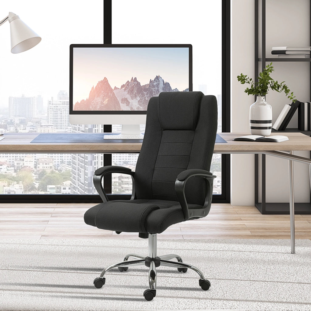 Sedia da ufficio ergonomica con braccioli ¨C zephmum ¨C nero, tessuto, altezza regolabile