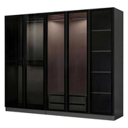 Armadio Camera da Letto Sinibalda, Guardaroba Grande Appendiabiti, 225x210h cm Nero Antracite