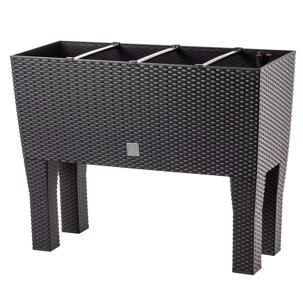 Vaso da giardino KADAX con fioriera interna su gambe, marrone, 80 cm