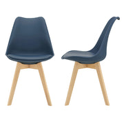 Set Fläten di 2 Sedie da Sala con Seduta Imbottita Rivestimento in Similpelle Blu [en.casa]