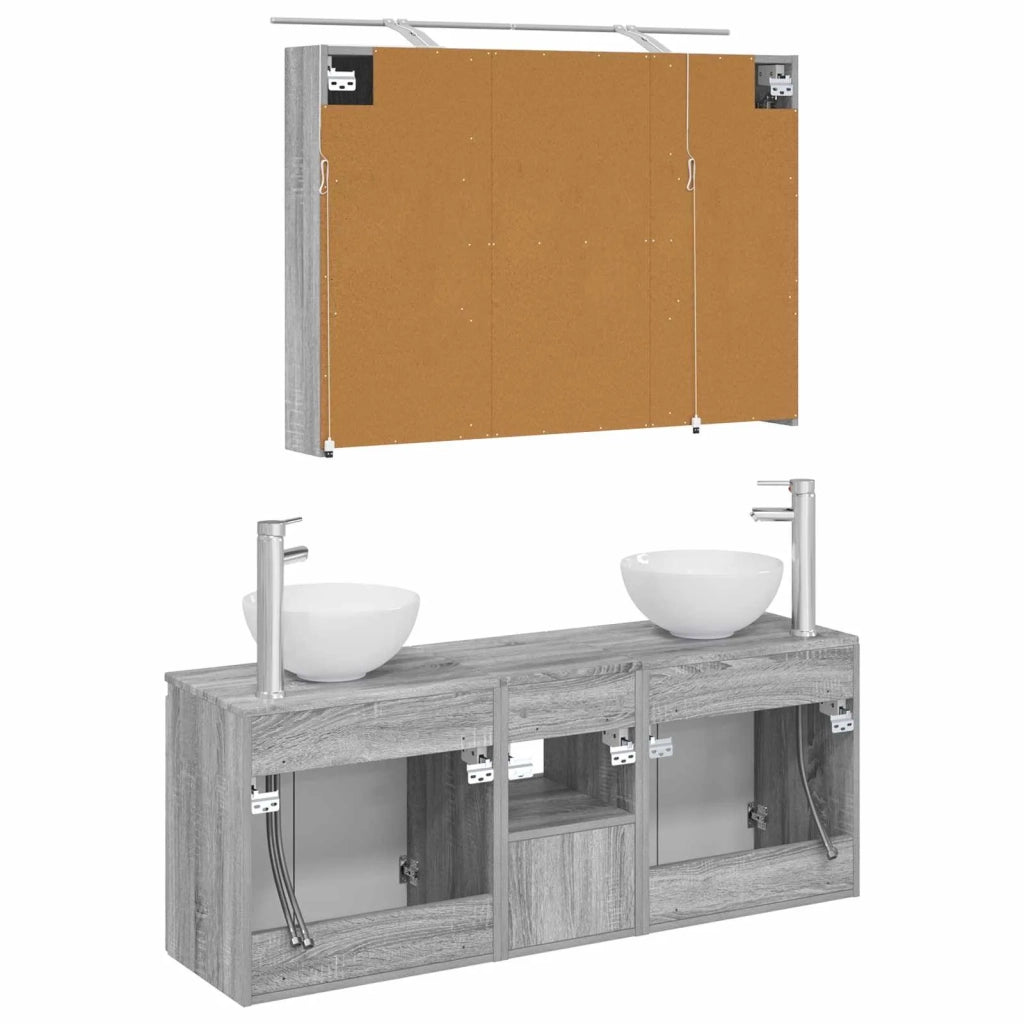 Set di Armadi da Bagno 4 pcs Sonoma grigio 100 x 14,5 x 70 cm 3406340
