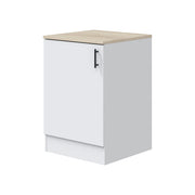 Mobile 1 anta Zerna, Armadietto verticale, Modulo contenitore, Base cucina compatta, 60x60 h90 cm, Bianco e Rovere