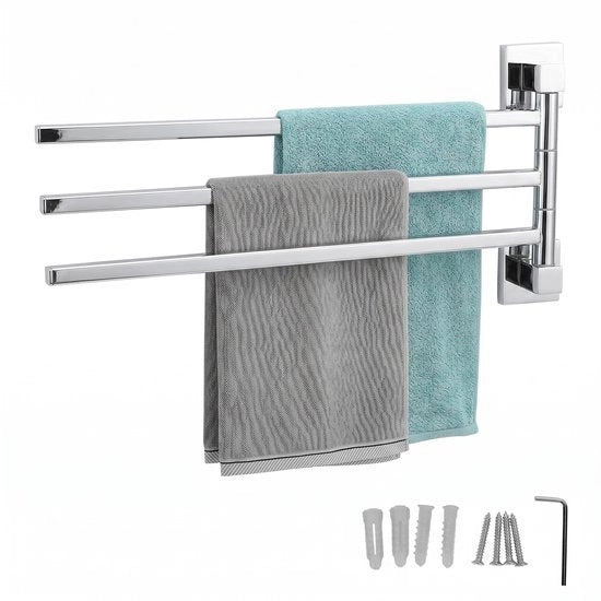 Manubrio per asciugamano rotativo 180° - Manubrio per asciugamano in acciaio inossidabile - Manubrio per asciugamano per la stanza da bagno - Manubrio per asciugamano senza foratura - Manubrio per asciugamano per spazi piccoli - Facile da installare