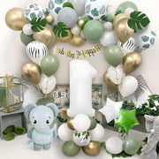 Decorazioni di Compleanno per Ragazzi Wild One Safari Decorazioni di Festa - Palloni Verdi Grigi Bianchi 40in Numero 1 - Bambino Ragazzo Bambina Ragazza Primo Compleanno