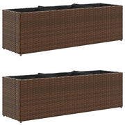 Fioriera rialzata per piante fiori giardino terrazze con 3 vasi set da 2 105 x 30 x 32 cm resina intrecciata marrone 02_0038859