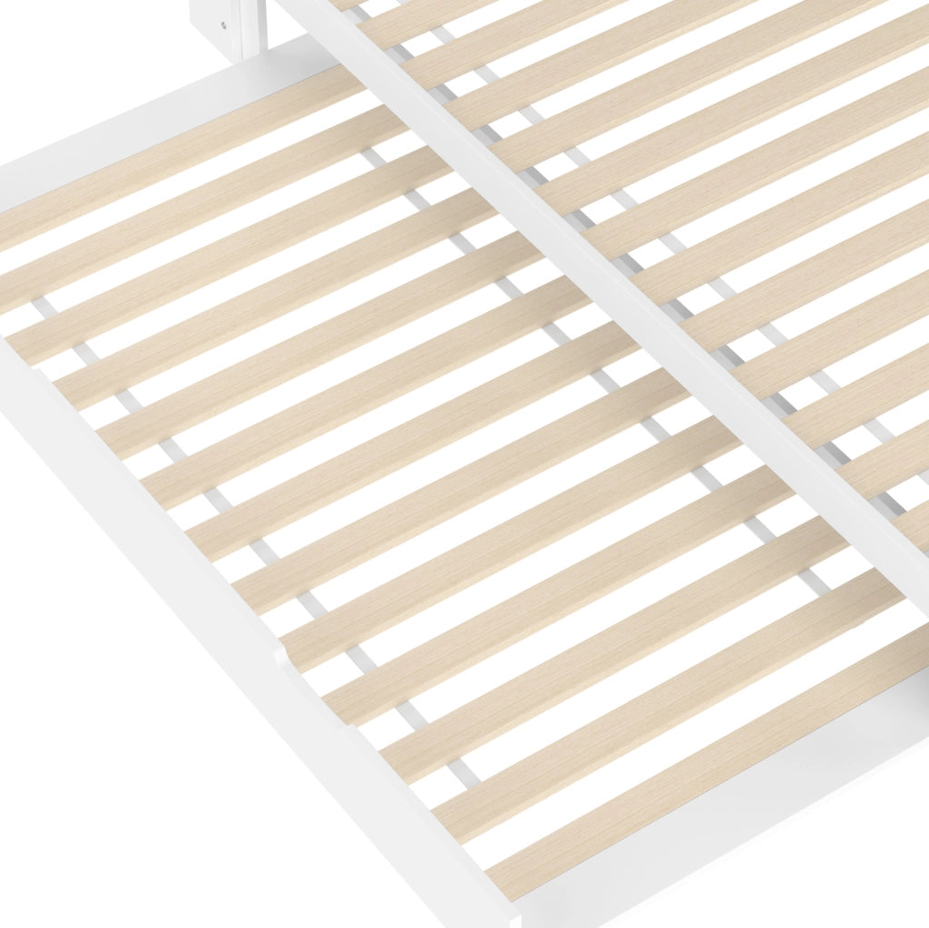 Daybed con letto estraibile 140x200 cm; testiera con vano contenitore e USB/Type-C; bianco