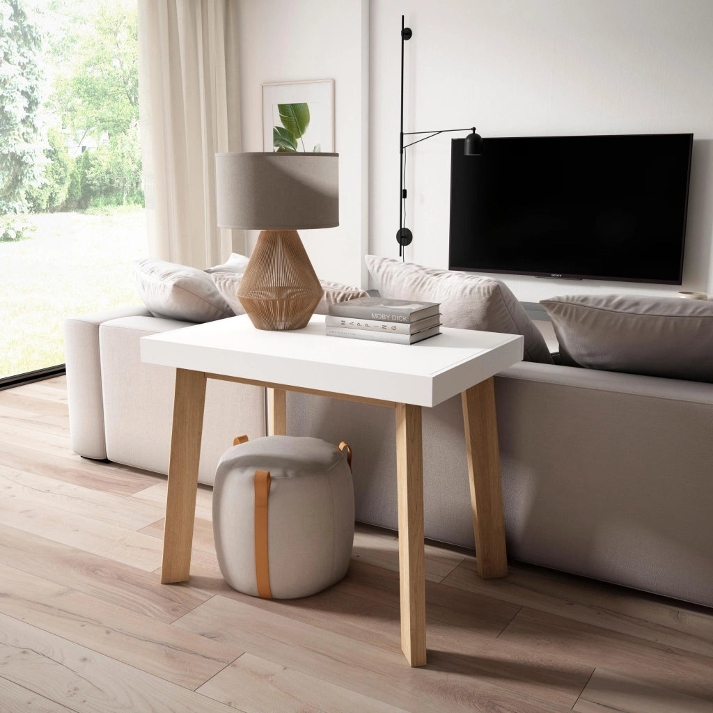 Consolle allungabile, 140x90x73cm, Per 6 persone, Gambe in legno, Bianco RF3135