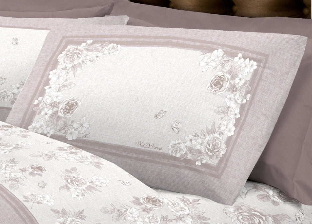 Completo Lenzuola Letto Calda Flanella 100% Cotone Disegno Praga - Matrimoniale - Beige