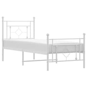 Letto singolo | Letto per adulti | Giroletto con Testiera e Pediera Metallo Bianco 80x200 cm